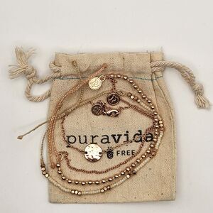 Pura Vida Aspyn Ovard The Gold Rush Pack Rose Gold 3 Bracelet Set L